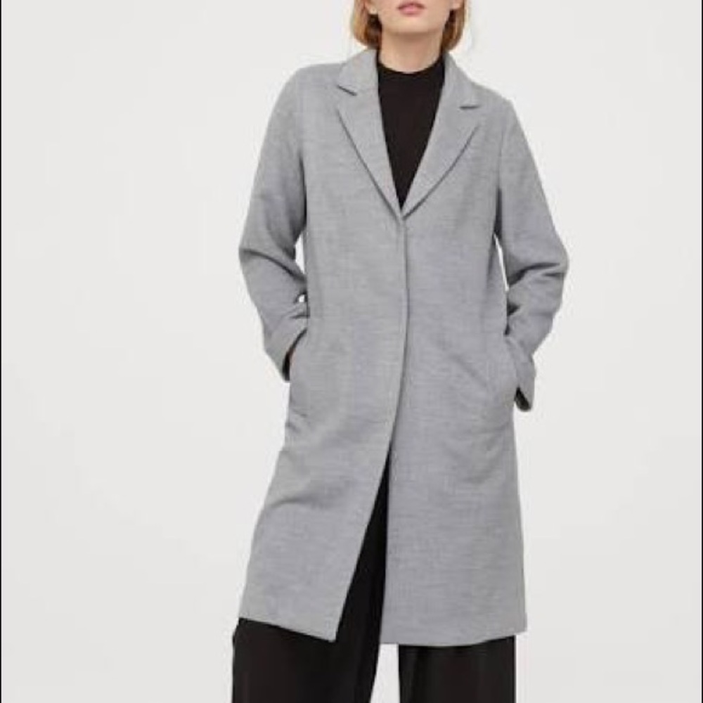 H&M straight cut coat in light grey